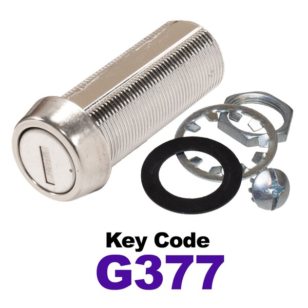 Global RV SS Compartment Lock, Cam/Blade Style, 1-3/4in Threaded Barrel, Blades not Included, Keyed to G377 CLB-377-134-SS - main